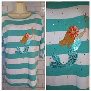 G/C.  Ladies Mermaid striped top size medium